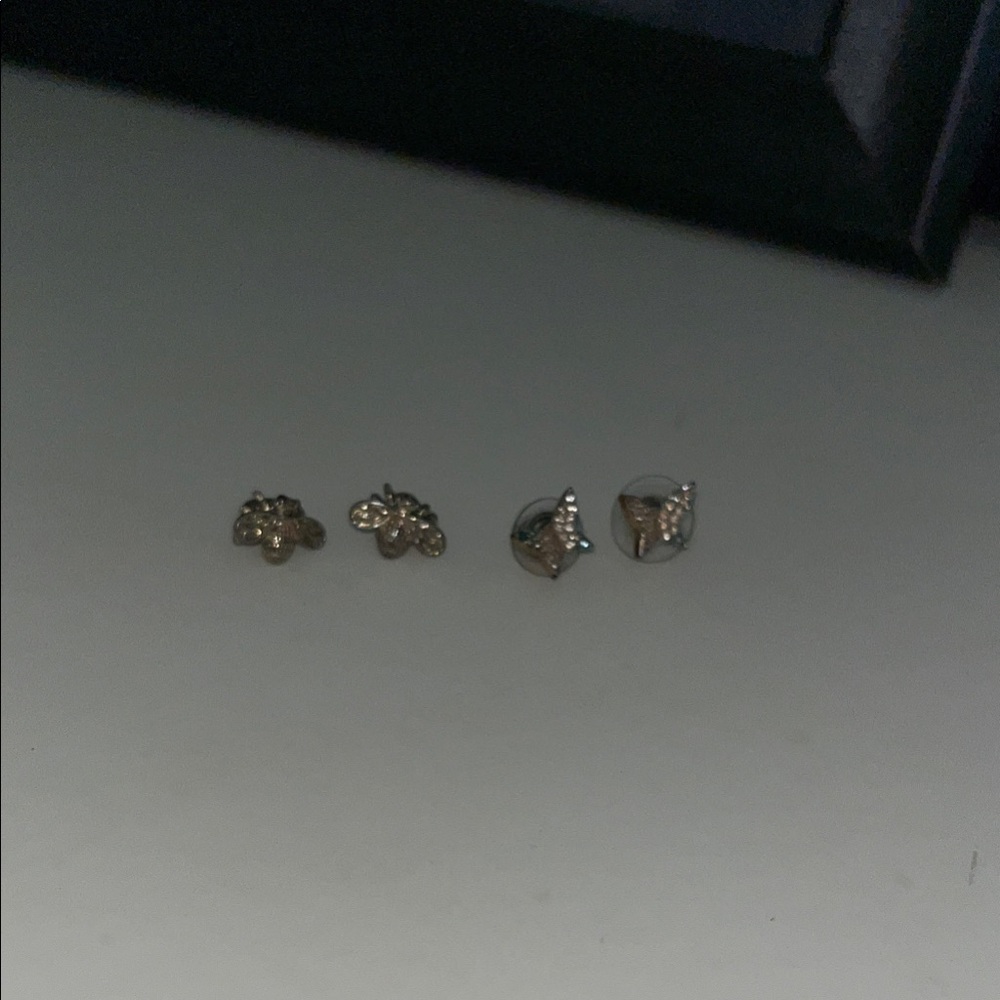 Gold and Silver Bee Stud Earrings